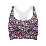 Vintage Indian Elephant Pattern Print Women's Sports Bra