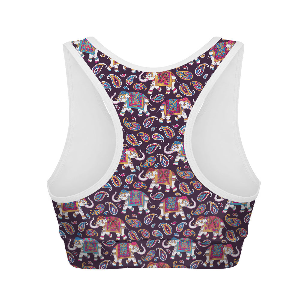 Vintage Indian Elephant Pattern Print Women's Sports Bra