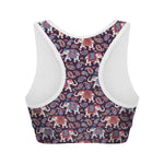 Vintage Indian Elephant Pattern Print Women's Sports Bra