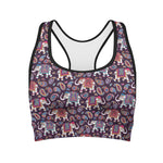 Vintage Indian Elephant Pattern Print Women's Sports Bra
