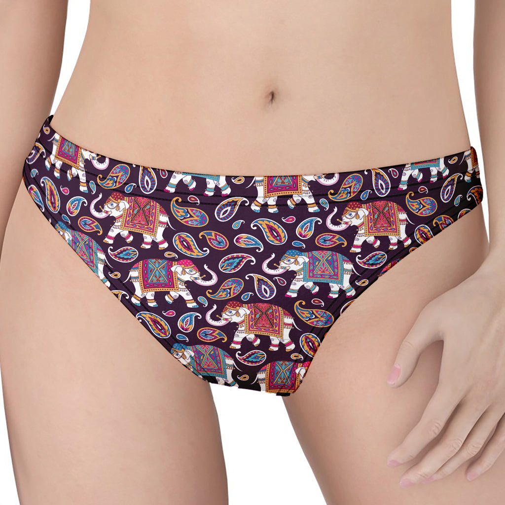 Vintage Indian Elephant Pattern Print Women's Thong