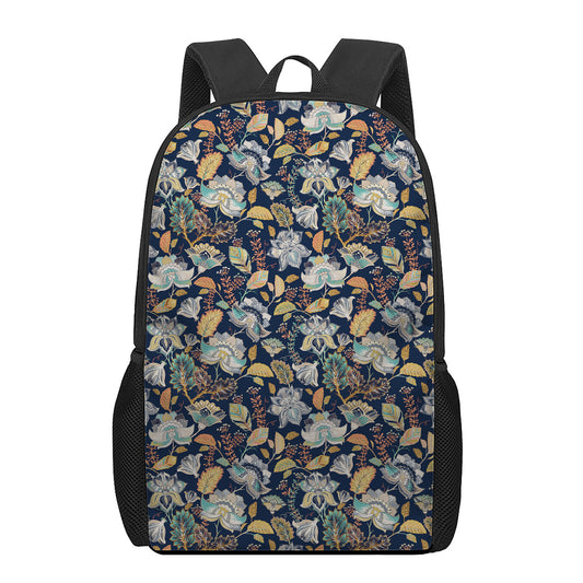 Vintage Indian Floral Pattern Print 17 Inch Backpack