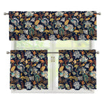 Vintage Indian Floral Pattern Print 3 Piece Kitchen Curtains