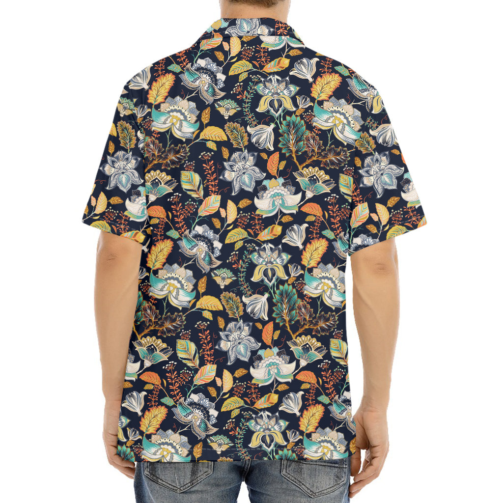 Vintage Indian Floral Pattern Print Aloha Shirt