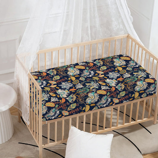 Vintage Indian Floral Pattern Print Baby Crib Sheet