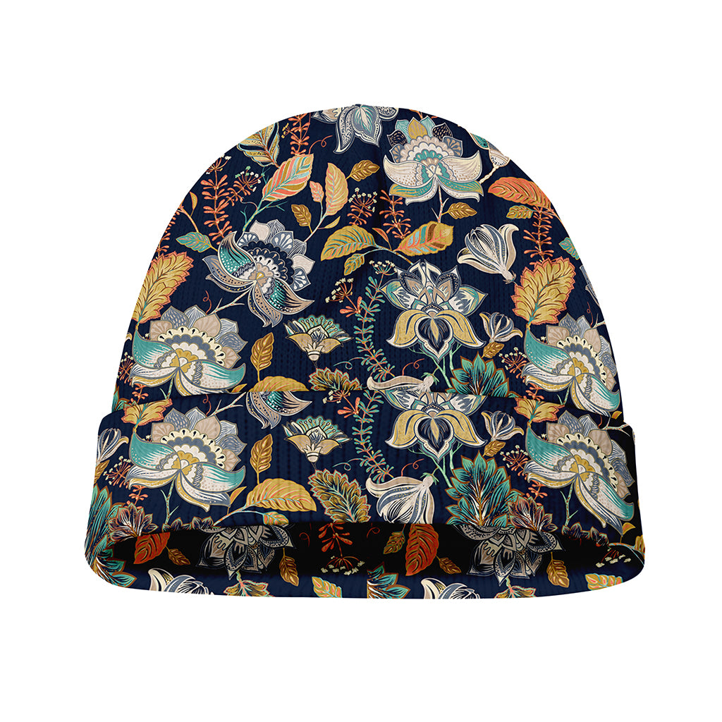 Vintage Indian Floral Pattern Print Beanie