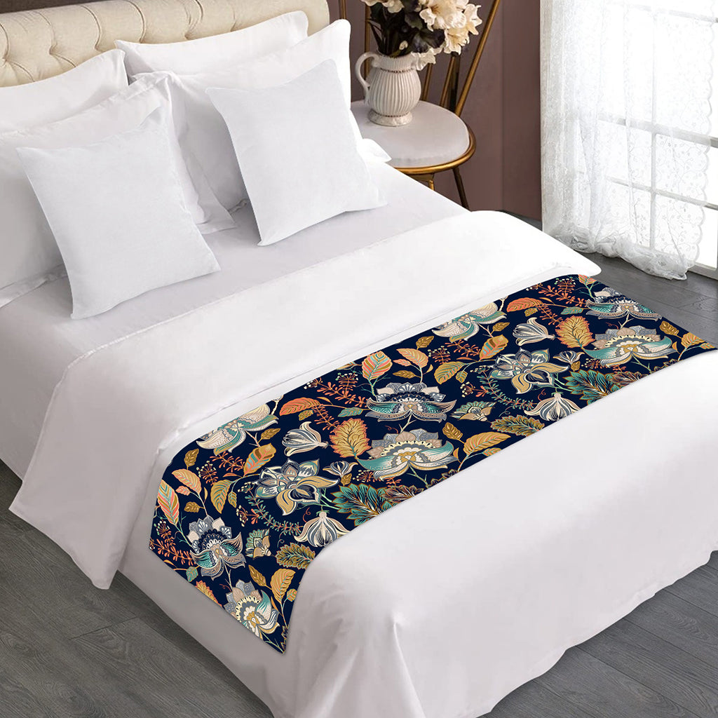 Vintage Indian Floral Pattern Print Bed Runner