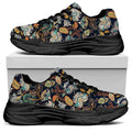 Vintage Indian Floral Pattern Print Black Chunky Shoes