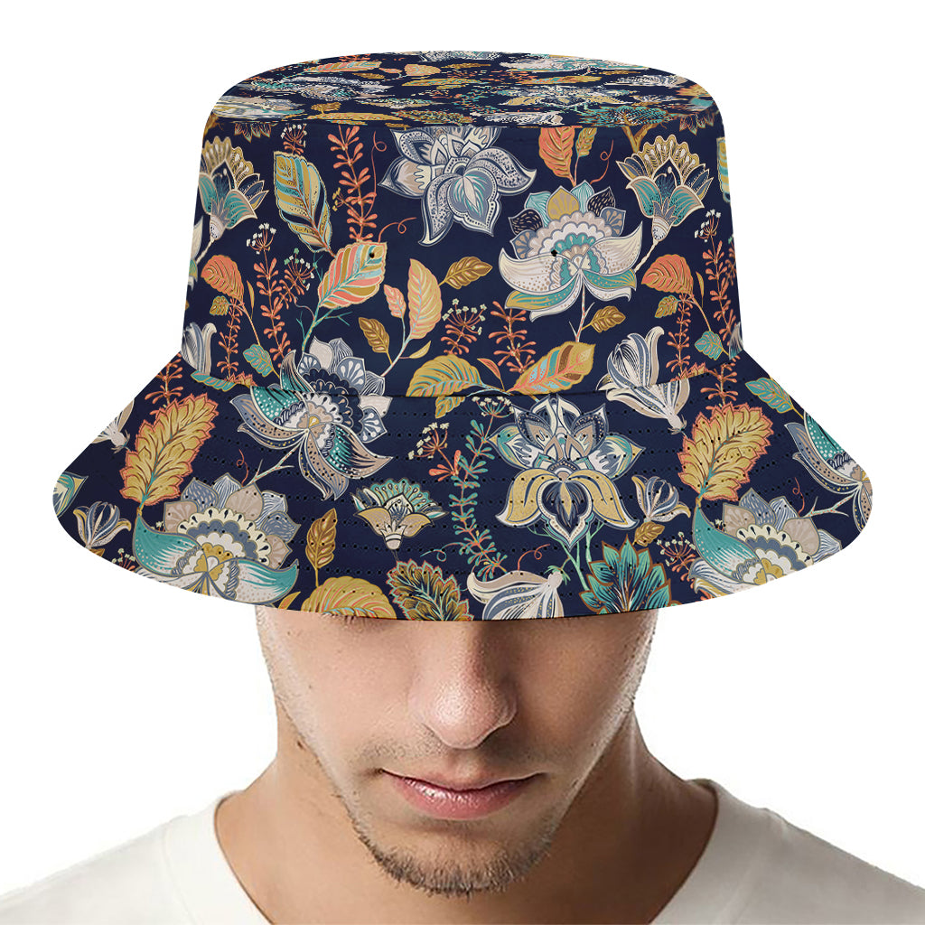 Vintage Indian Floral Pattern Print Bucket Hat