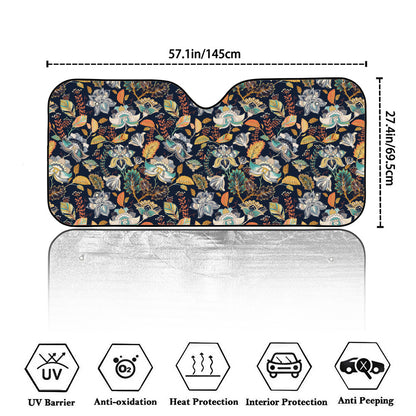 Vintage Indian Floral Pattern Print Car Windshield Sun Shade