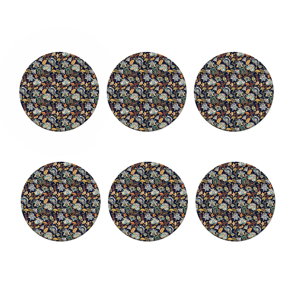 Vintage Indian Floral Pattern Print Coaster Set
