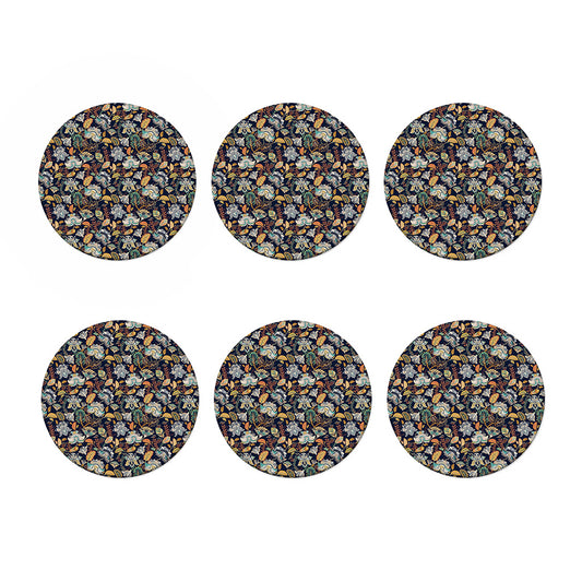 Vintage Indian Floral Pattern Print Coaster Set
