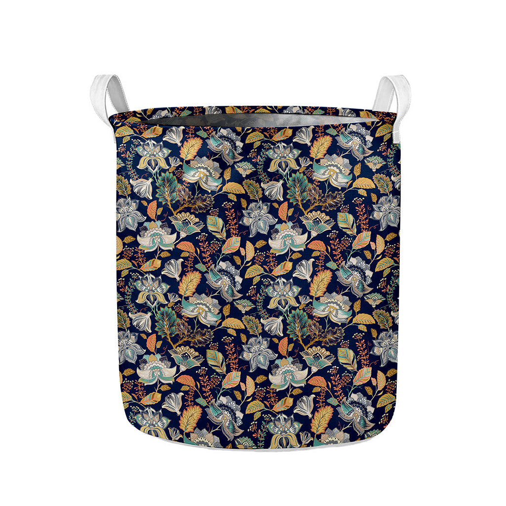 Vintage Indian Floral Pattern Print Collapsible Laundry Basket
