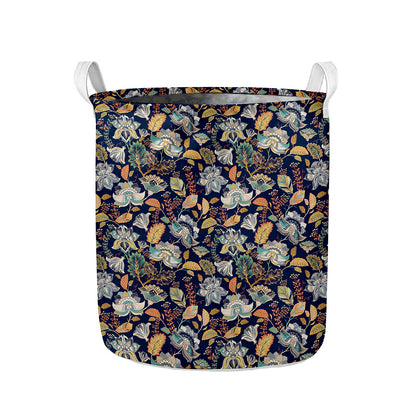Vintage Indian Floral Pattern Print Collapsible Laundry Basket