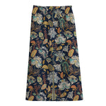Vintage Indian Floral Pattern Print Cotton Front Slit Maxi Skirt