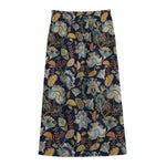 Vintage Indian Floral Pattern Print Cotton Front Slit Maxi Skirt