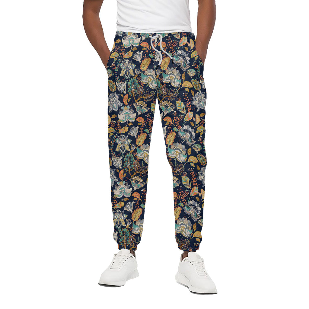 Vintage Indian Floral Pattern Print Cotton Pants