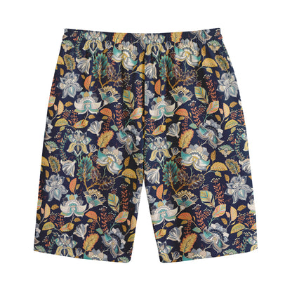 Vintage Indian Floral Pattern Print Cotton Shorts