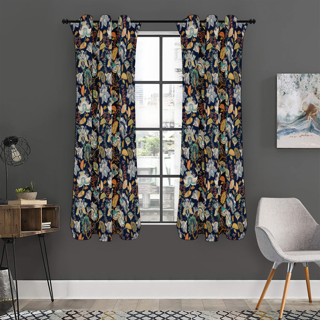 Vintage Indian Floral Pattern Print Curtain