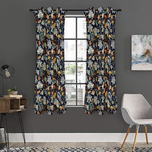 Vintage Indian Floral Pattern Print Curtain