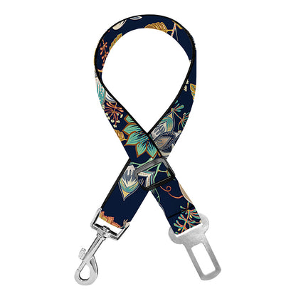 Vintage Indian Floral Pattern Print Dog Seat Belt