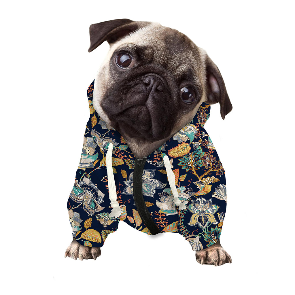 Vintage Indian Floral Pattern Print Dog Zip Up Hoodie