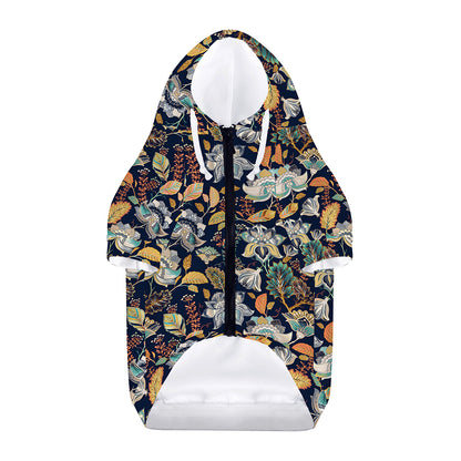 Vintage Indian Floral Pattern Print Dog Zip Up Hoodie