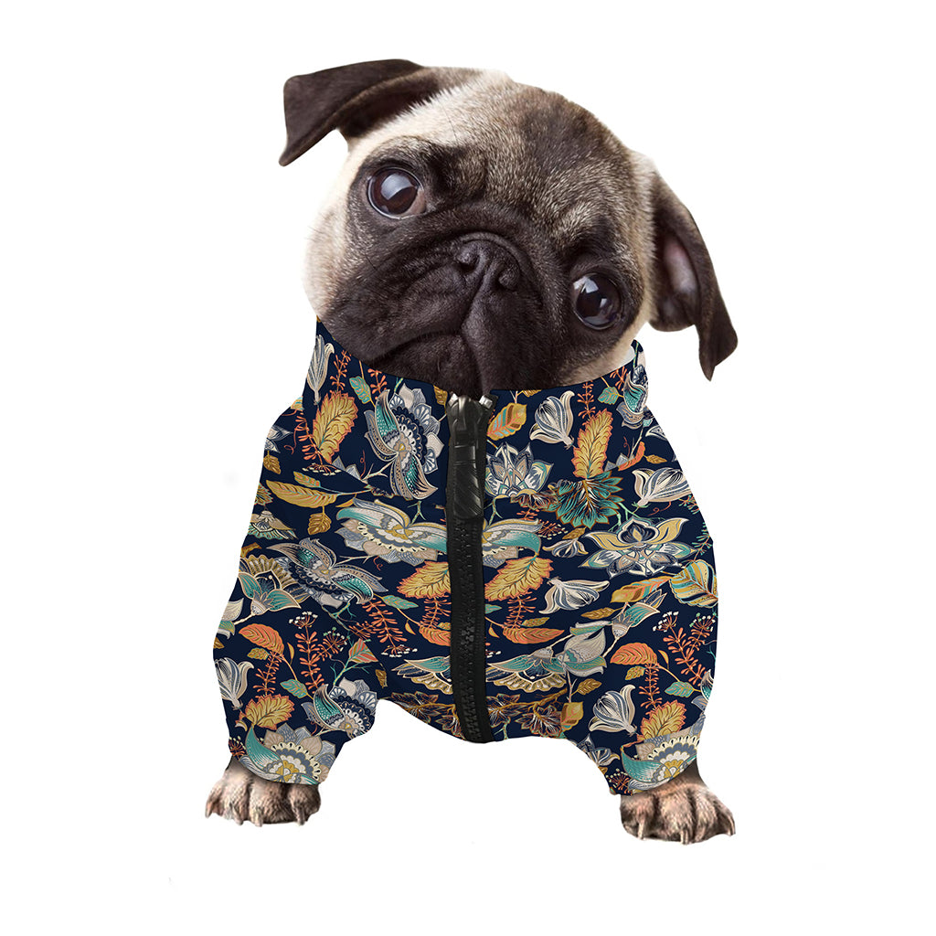 Vintage Indian Floral Pattern Print Dog Zip Up Jacket