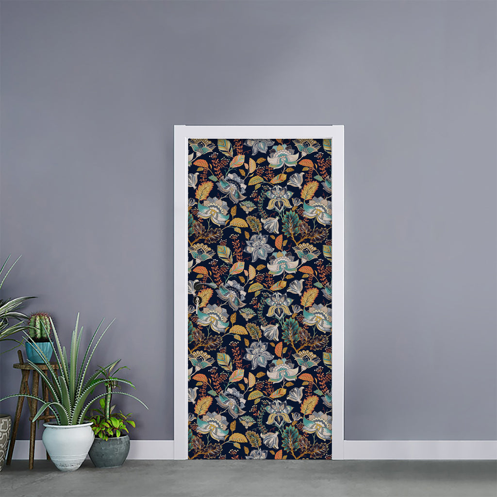 Vintage Indian Floral Pattern Print Door Sticker