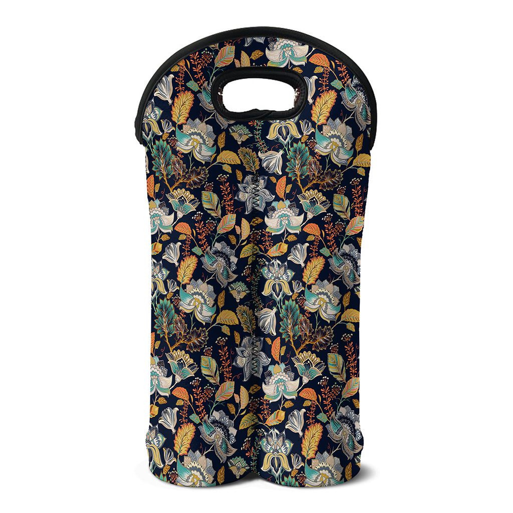Vintage Indian Floral Pattern Print Double Neoprene Wine Tote