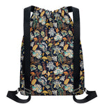 Vintage Indian Floral Pattern Print Drawstring Backpack