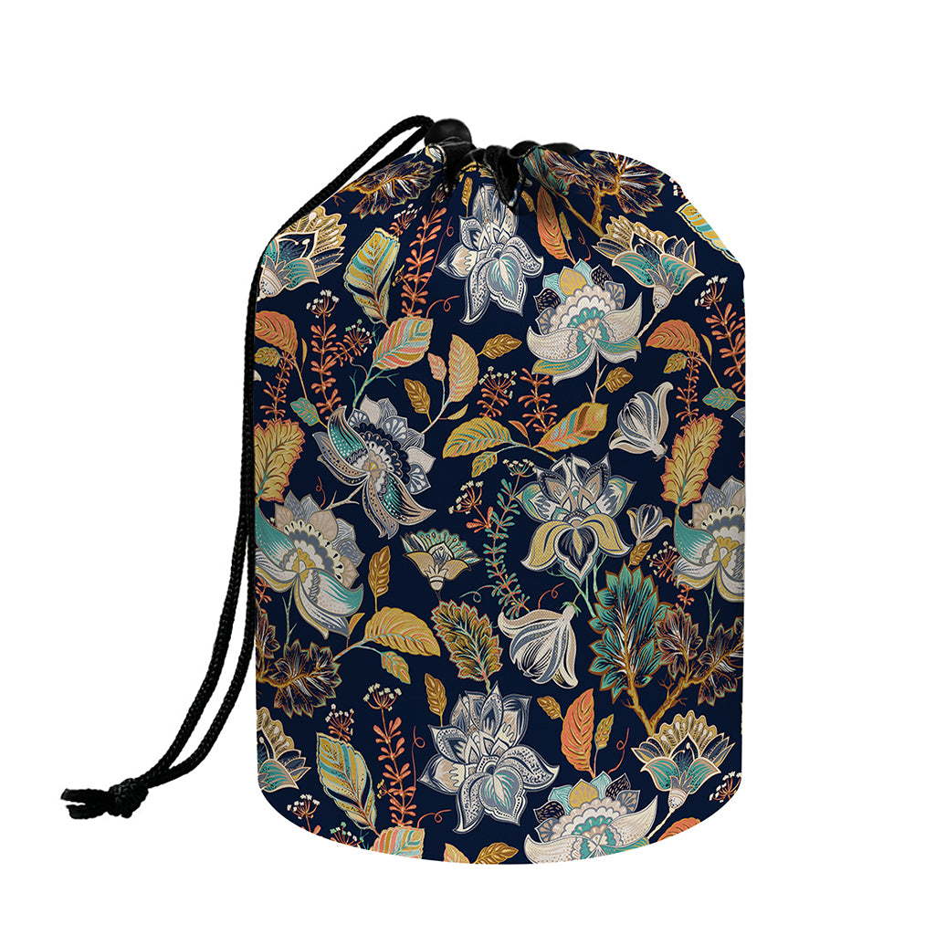 Vintage Indian Floral Pattern Print Drawstring Makeup Bag