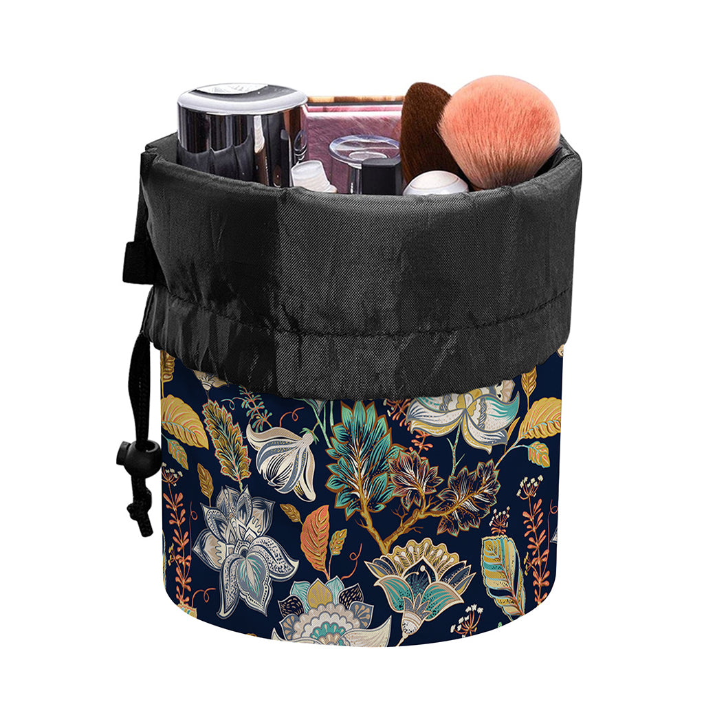 Vintage Indian Floral Pattern Print Drawstring Makeup Bag