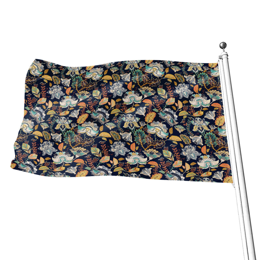 Vintage Indian Floral Pattern Print Flag
