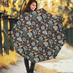 Vintage Indian Floral Pattern Print Foldable Umbrella