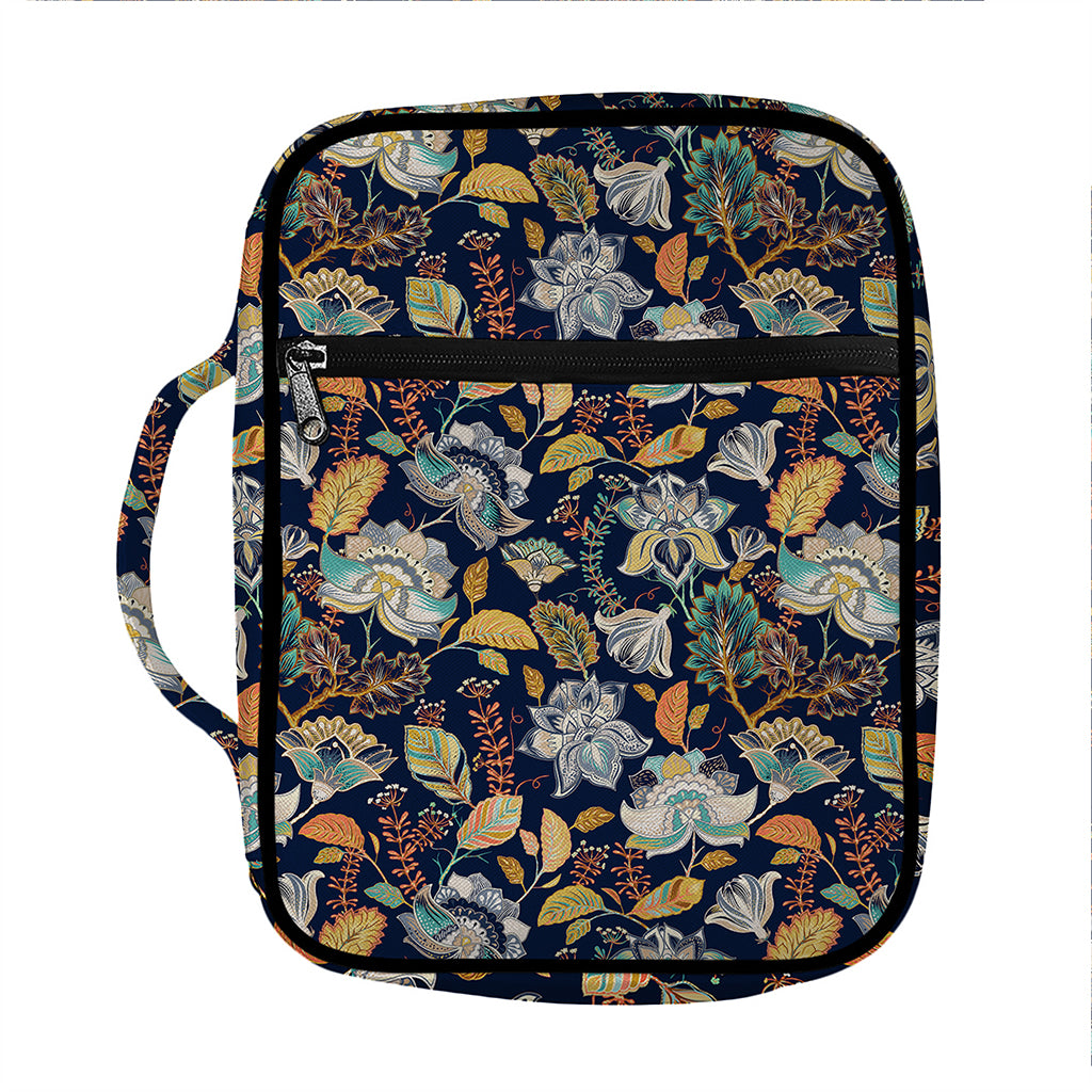 Vintage Indian Floral Pattern Print Front Pocket Bible Bag