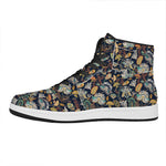 Vintage Indian Floral Pattern Print High Top Leather Sneakers