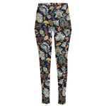 Vintage Indian Floral Pattern Print High-Waisted Pocket Leggings