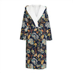 Vintage Indian Floral Pattern Print Hooded Bathrobe