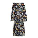 Vintage Indian Floral Pattern Print Hooded Bathrobe