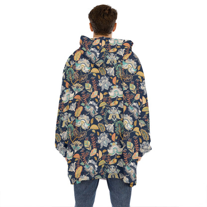 Vintage Indian Floral Pattern Print Hoodie Blanket
