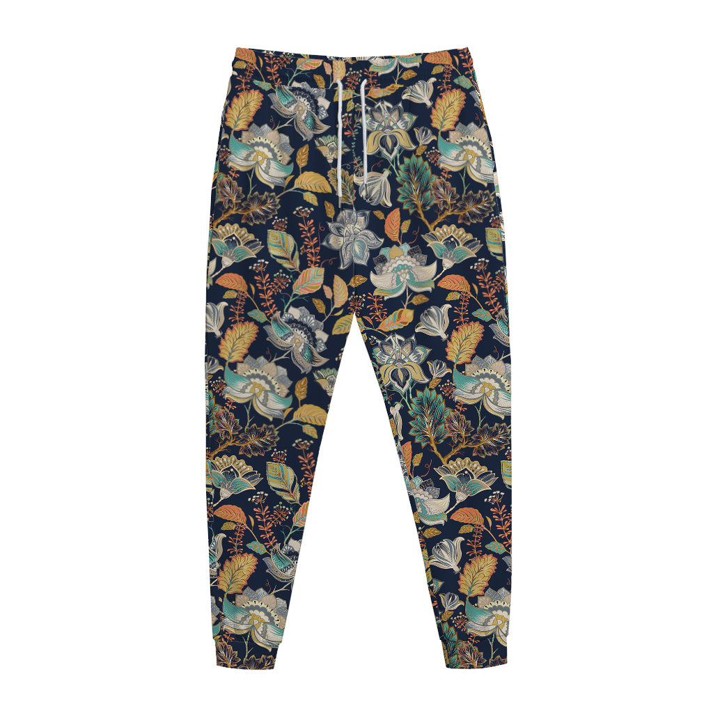 Vintage Indian Floral Pattern Print Jogger Pants