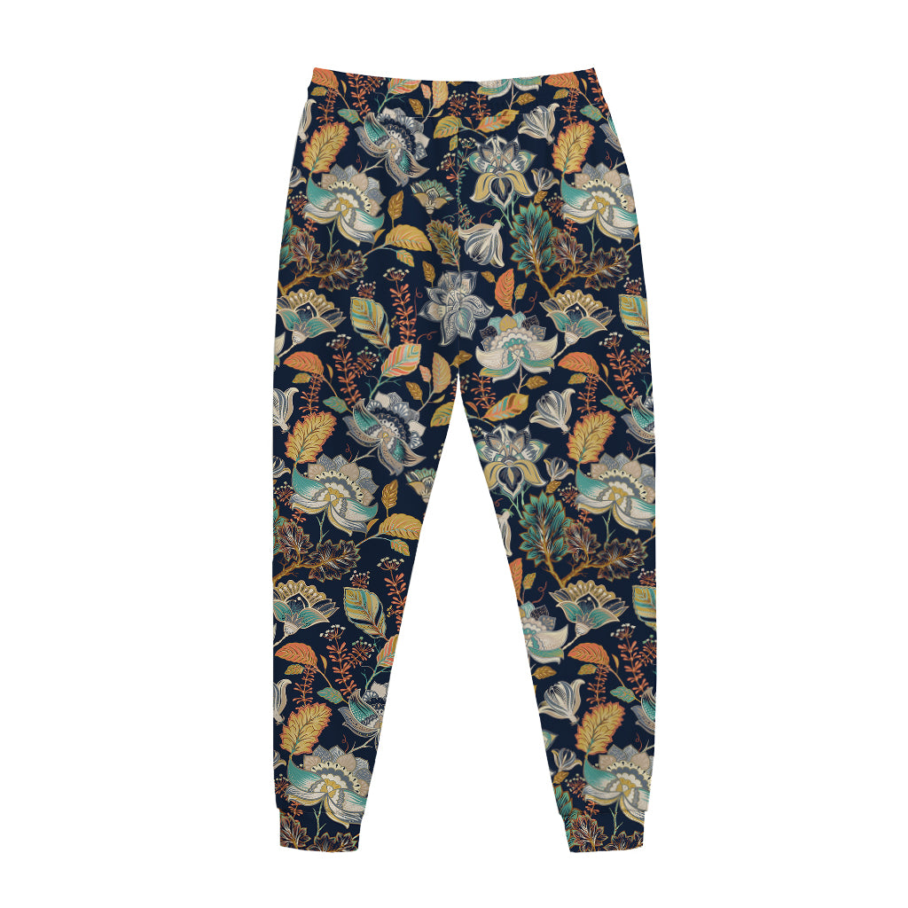 Vintage Indian Floral Pattern Print Jogger Pants