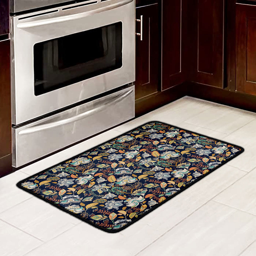 Vintage Indian Floral Pattern Print Kitchen Mat
