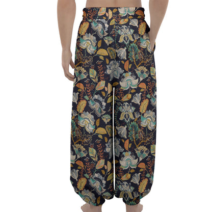 Vintage Indian Floral Pattern Print Lantern Pants