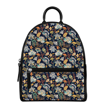 Vintage Indian Floral Pattern Print Leather Backpack