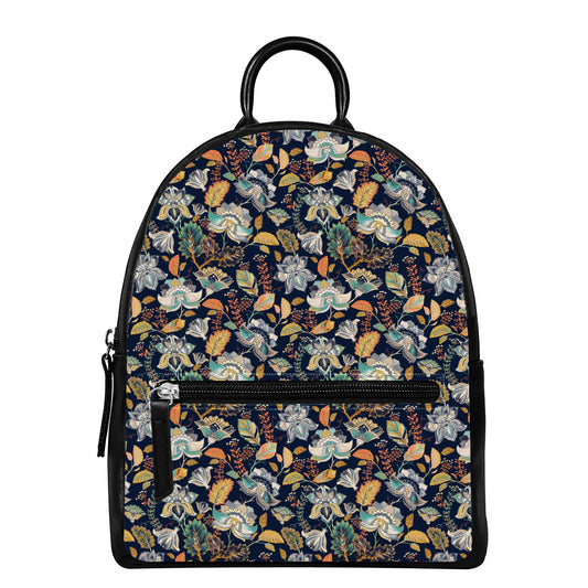 Vintage Indian Floral Pattern Print Leather Backpack