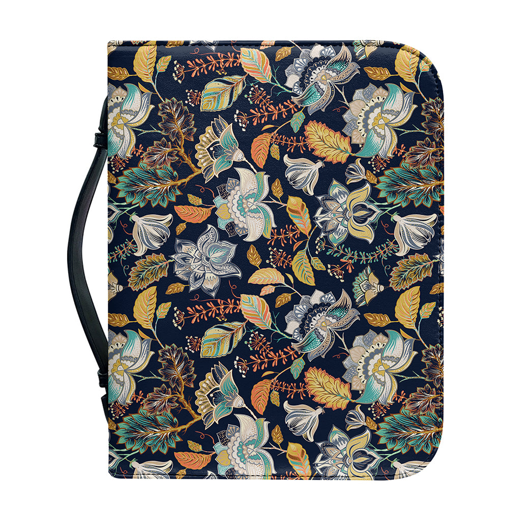 Vintage Indian Floral Pattern Print Leather Bible Cover