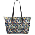 Vintage Indian Floral Pattern Print Leather Tote Bag With Zipper