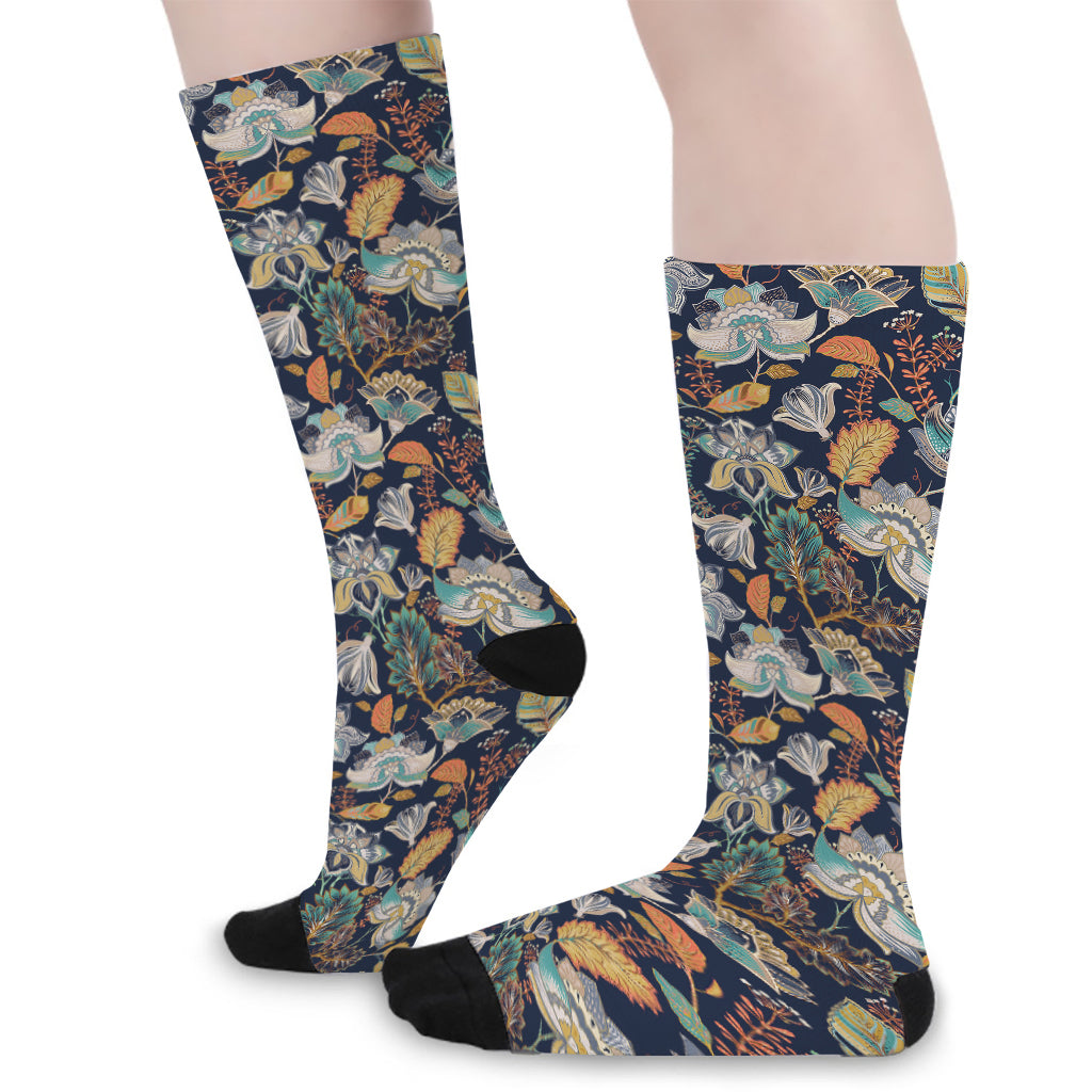 Vintage Indian Floral Pattern Print Long Socks
